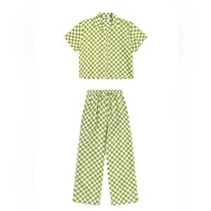 EM on Holiday Green Checkered Set